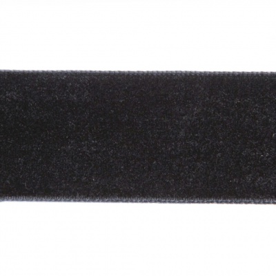 Лента бархатная нейлон, шир.25 мм, (упак. 45,7м), цв.03-черный - купить в Ухте. Цена: 800.84 руб.
