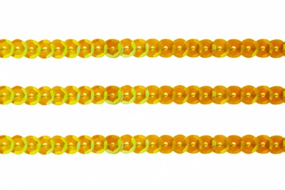 Пайетки "ОмТекс" на нитях, CREAM, 6 мм С / упак.73+/-1м, цв. 92 - золото - купить в Ухте. Цена: 484.77 руб.
