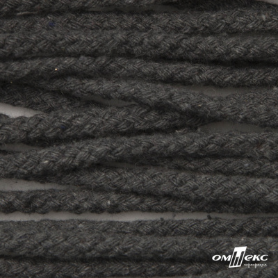 Шнур плетеный d-6 мм круглый, 70% хлопок 30% полиэстер, уп.90+/-1 м, цв.1088-т.серый - купить в Ухте. Цена: 588 руб.