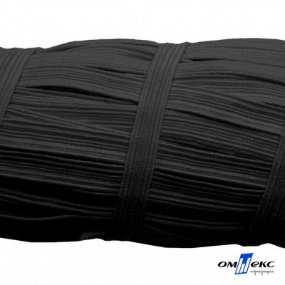 Резиновые нити с текстильным покрытием, шир. 6 мм (55 м/уп), цв.-черный - купить в Ухте. Цена: 210.75 руб.