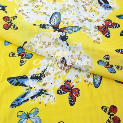 Плательная ткань "Софи" 7.2, 75 гр/м2, шир.150 см, принт бабочки - купить в Ухте. Цена 241.49 руб.