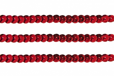 Пайетки "ОмТекс" на нитях, SILVER-BASE, 6 мм С / упак.73+/-1м, цв. 3 - красный - купить в Ухте. Цена: 468.37 руб.