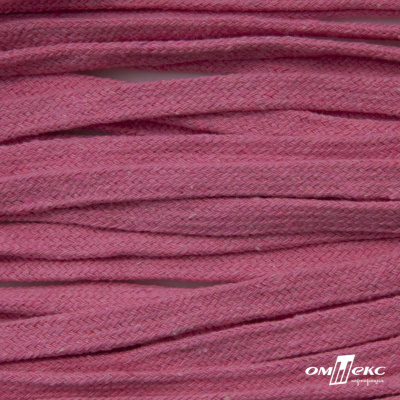 Шнур плетеный d-8 мм плоский, 70% хлопок 30% полиэстер, уп.85+/-1 м, цв.1029-розовый - купить в Ухте. Цена: 735 руб.
