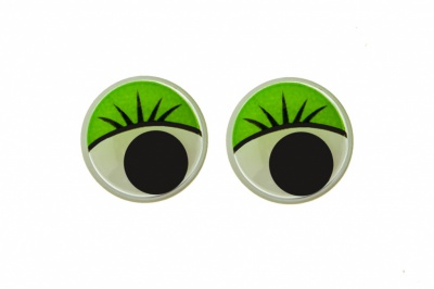 Глазки для игрушек, круглые, с бегающими зрачками, 15 мм/упак.50+/-2 шт, цв. -зеленый - купить в Ухте. Цена: 113.01 руб.