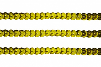Пайетки "ОмТекс" на нитях, SILVER-BASE, 6 мм С / упак.73+/-1м, цв. 7 - св.золото - купить в Ухте. Цена: 468.37 руб.