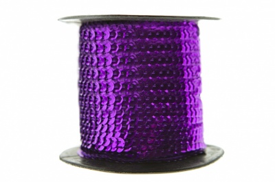 Пайетки "ОмТекс" на нитях, SILVER-BASE, 6 мм С / упак.73+/-1м, цв. 12 - фиолет - купить в Ухте. Цена: 300.55 руб.