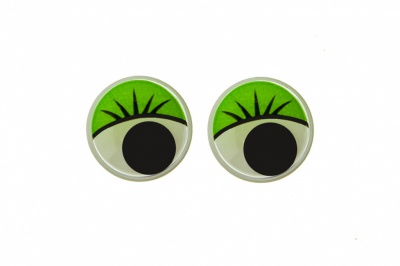 Глазки для игрушек, круглые, с бегающими зрачками, 12 мм/упак.50+/-2 шт, цв. -зеленый - купить в Ухте. Цена: 95.04 руб.