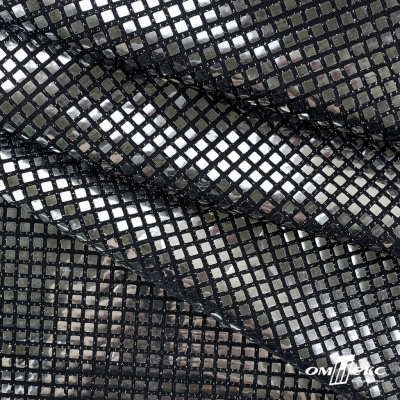 Трикотажное полотно голограмма, шир.140 см, #603 -черный/серебро - купить в Ухте. Цена 771.75 руб.