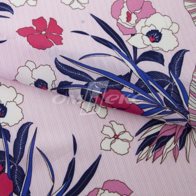 Плательная ткань "Фламенко" 18.1, 80 гр/м2, шир.150 см, принт растительный - купить в Ухте. Цена 239.03 руб.