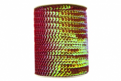 Пайетки "ОмТекс" на нитях, CREAM, 6 мм С / упак.73+/-1м, цв. 96 - красный - купить в Ухте. Цена: 484.77 руб.