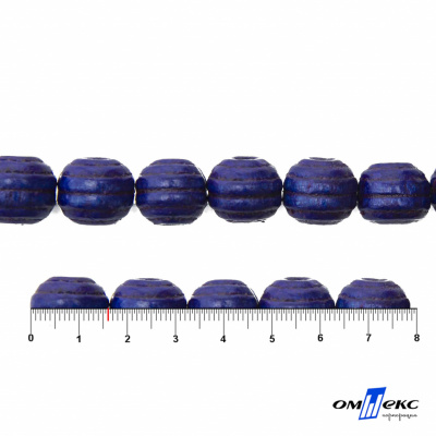 0309-Бусины деревянные "ОмТекс", 16 мм, упак.50+/-3шт, цв.006-синий - купить в Ухте. Цена: 62.22 руб.